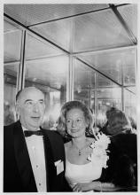 John and Martha Mitchell in mirrored elevator